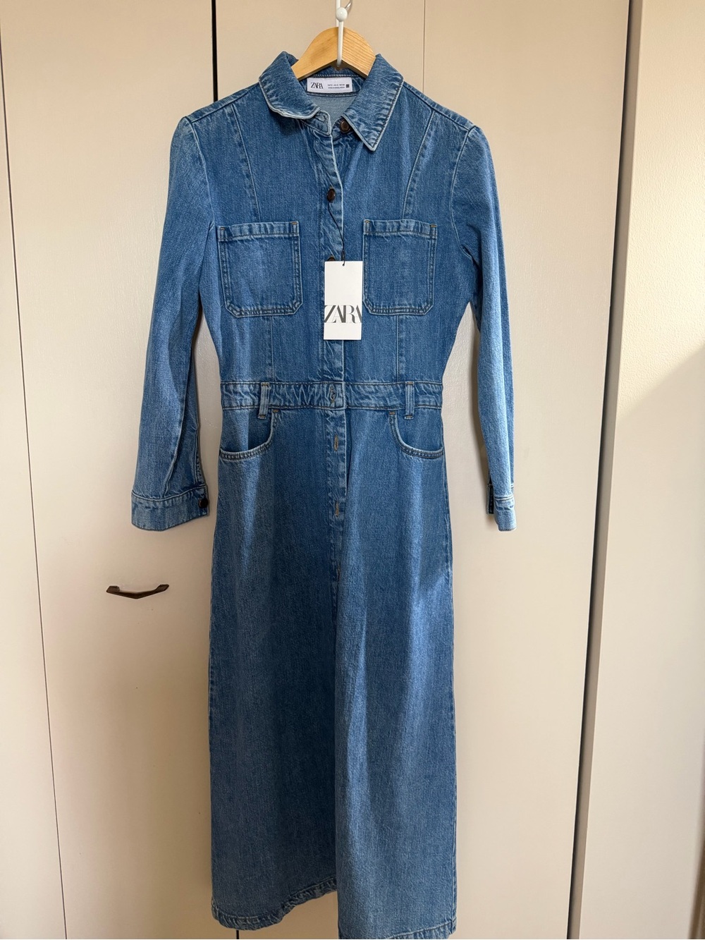 Classic Denim Button-Front Maxi Dress - Picture 3 of 7